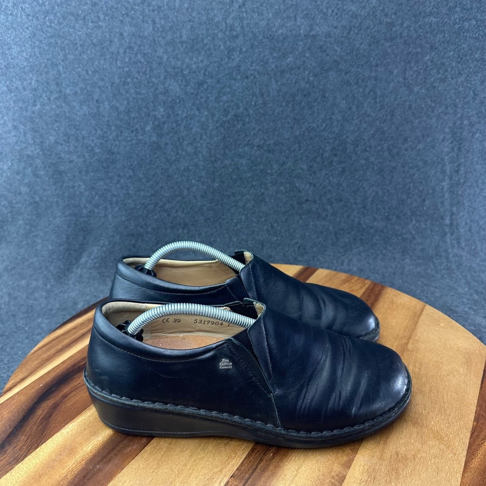 Finn Comfort Newport Loafers Shoes Womens Size 8 US 39D EU Black Leather Wedge